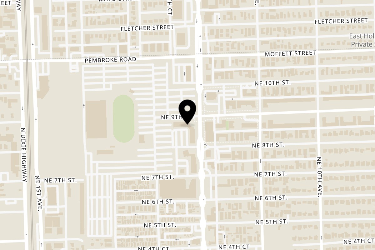 Map showing the location of La Estancia Argentina Hallandale Beach on 801 N Federal Hwy #111 in Hallandale Beach